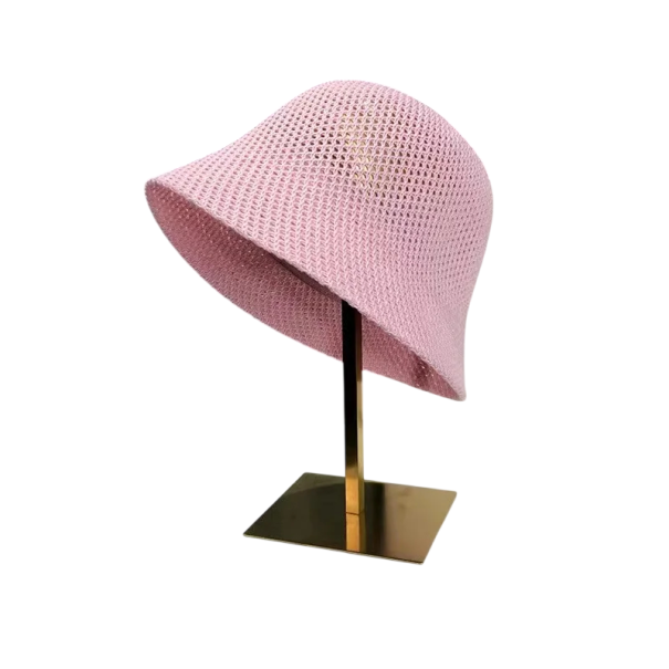 Dame's netted åndbar hat 56–58 cm Polyester Sommer let hat mod solen Elegant luftigt tilbehør rosa