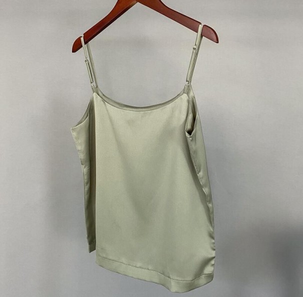 Dame satin tanktop grøn S