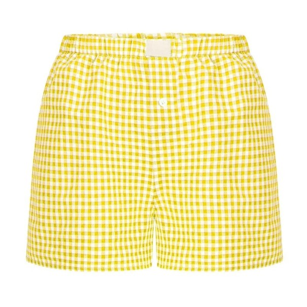 Dame shorts Løs pasform Ternet Elastisk Polyester Ensfarvet Casual sommer shorts Behageligt fritidstøj gul L