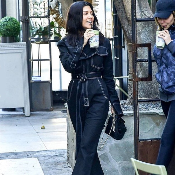 Dame skjortejumpsuit G154 sort L