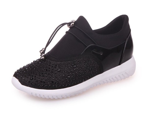 Dame slip-on sneakers Maria med rhinsten sort 44