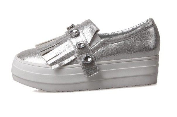 Dame slip-on sneakers med frynser J1152 sølv 38