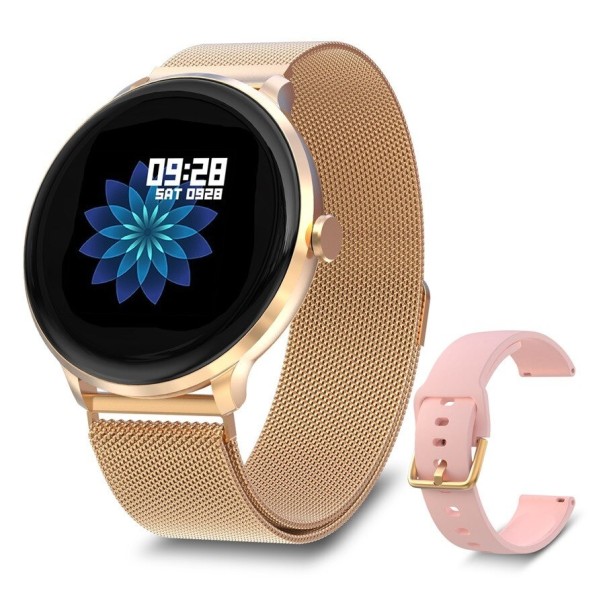 Dame smartwatch med udskiftelig rem guld