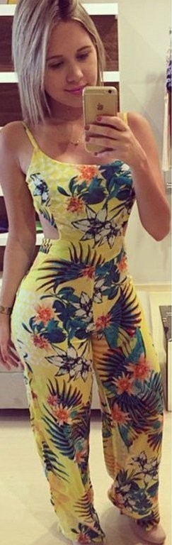 Dame sommerjumpsuit med print S