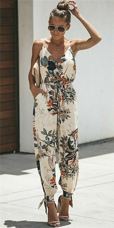 Dame sommerjumpsuit med slidser S 1
