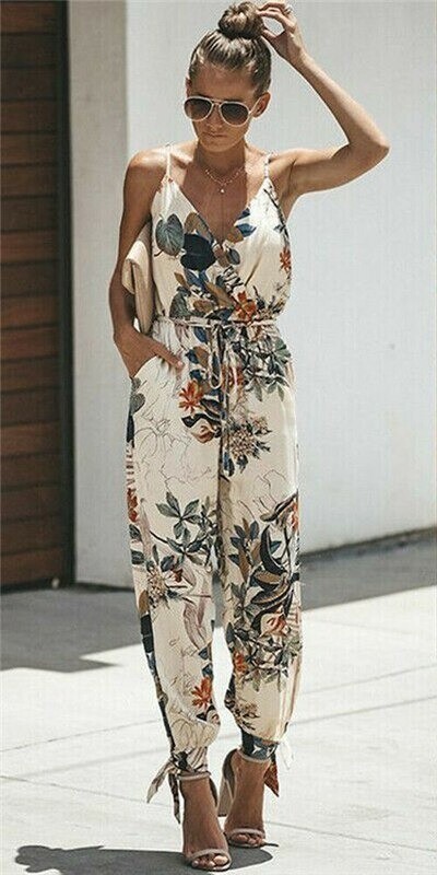 Dame sommerjumpsuit med slidser S 1