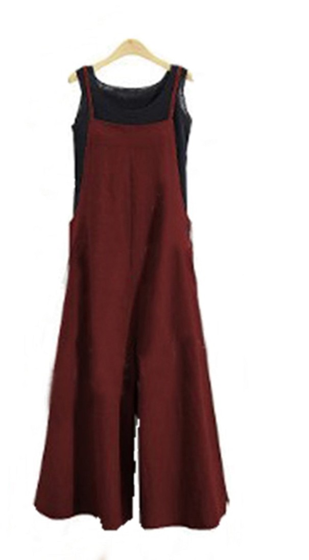 Dame sommerjumpsuit med stropper vinrød 3XL
