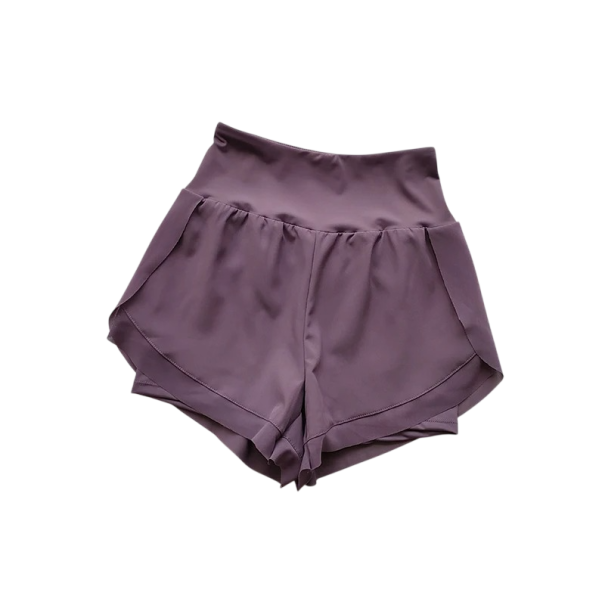 Dame Sport Shorts Med Elastisk Talje Og Lommer Ensfarvet Nylon Spandex Elastiske Funktionelle Shorts Til Løb Fitness lilla L