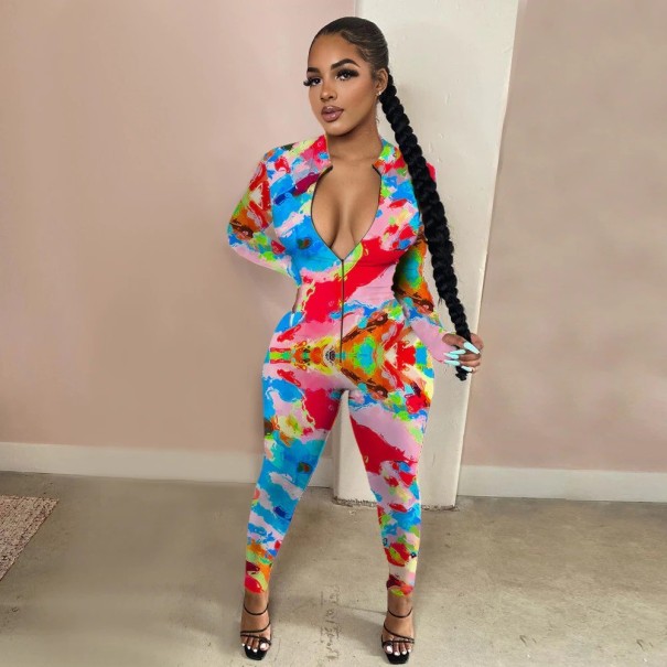 Dame sportsjumpsuit med mønster M 3