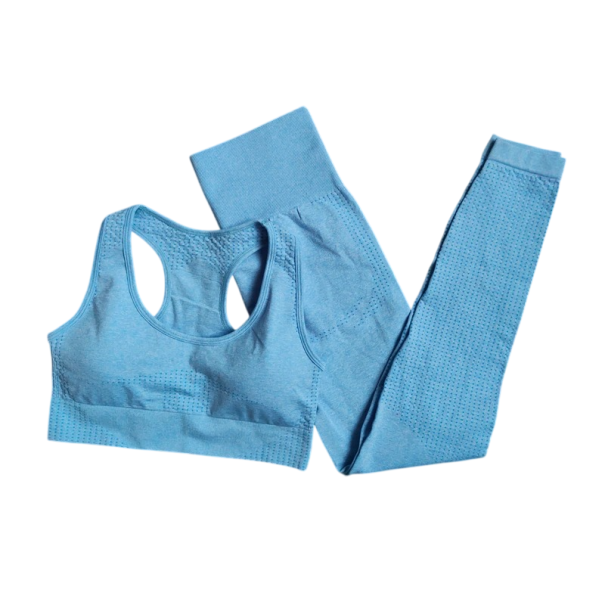 Dame Sportssæt Leggings og Sports-BH Ensfarvet Fitness Sæt af Nylon Polyester og Spandex blå L