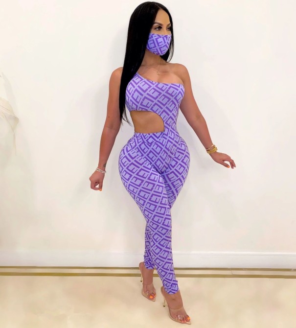 Dame stram jumpsuit A2090 lilla S
