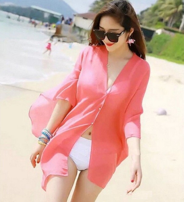 Dame strandkjole P511 laks