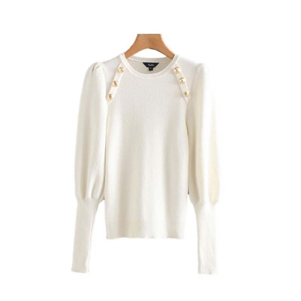 Dame stretch sweater hvid S
