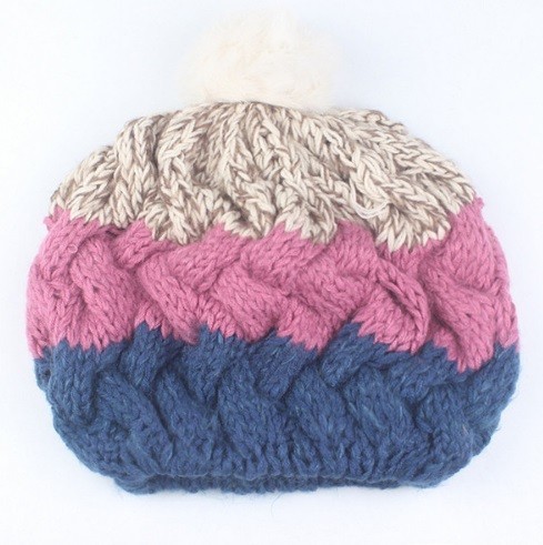 Dame strikket baret J1835 rosa