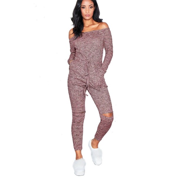 Dame strikket jumpsuit J1836 rød XL