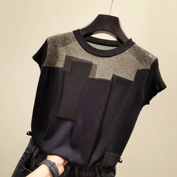 Dame strikket T-shirt A2200 sort