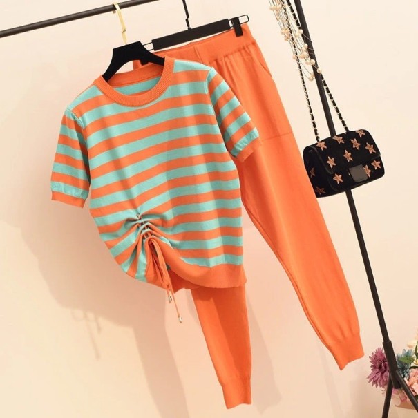Dame strikket top og joggingbukser orange M