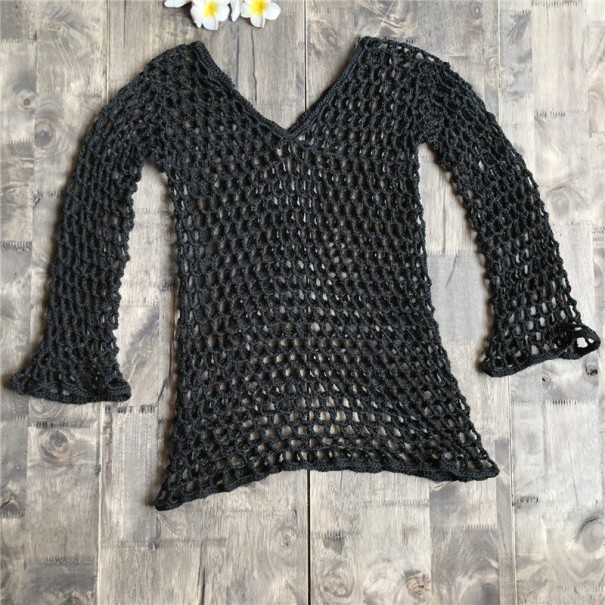 Dame strikket top P631 sort