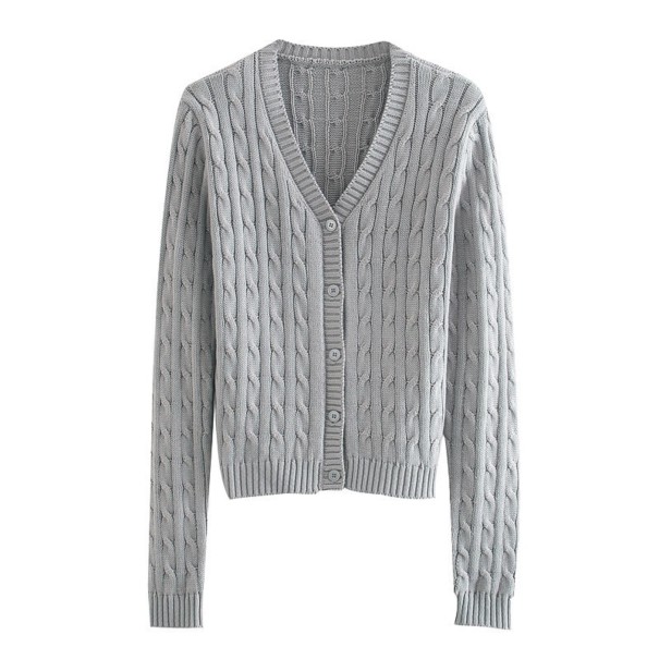Dame sweater med knapper A2128 grå M