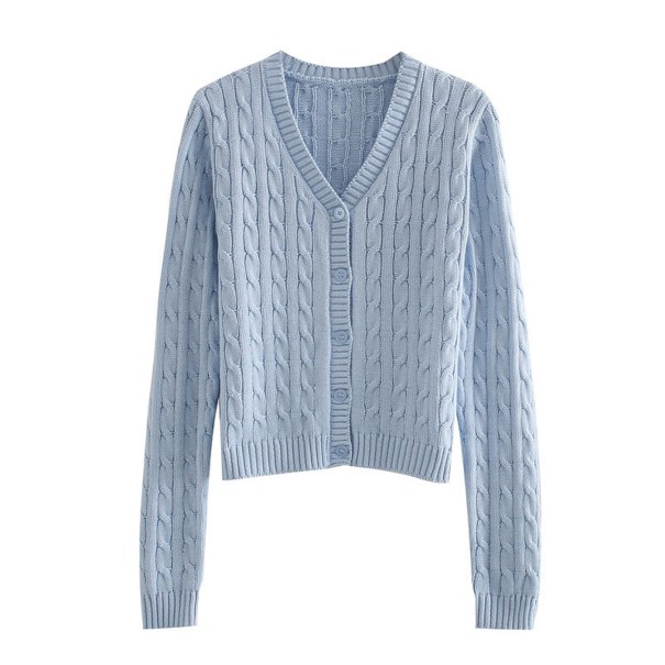 Dame sweater med knapper A2128 lyseblå M