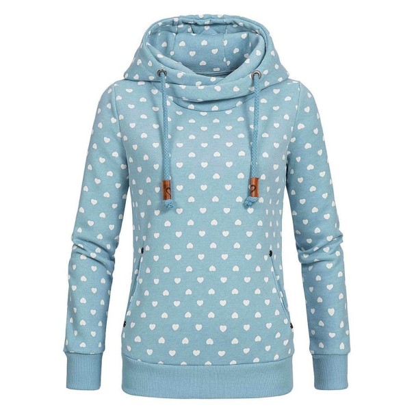 Dame sweatshirt med hjerter blå 3XL