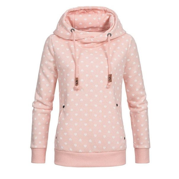 Dame sweatshirt med hjerter rosa XL