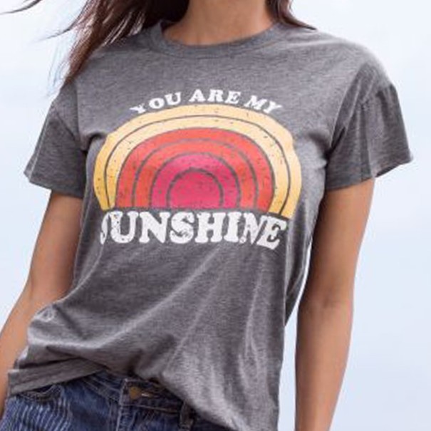 Dame T-shirt Du er min solskin grå L
