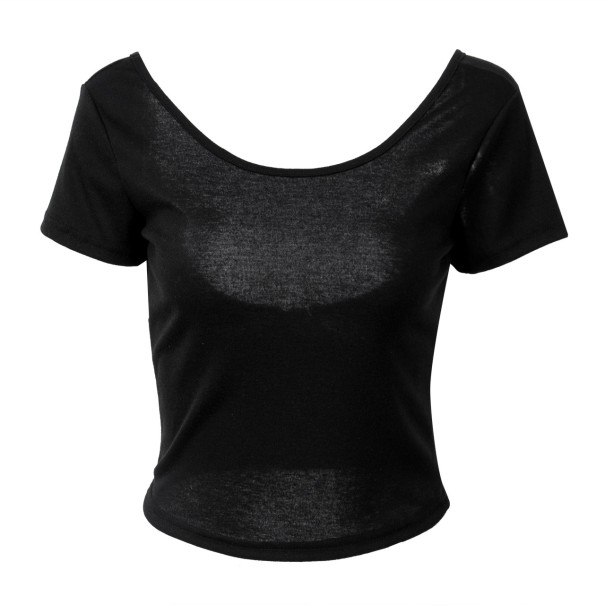 Dame T-shirt med åben ryg sort M