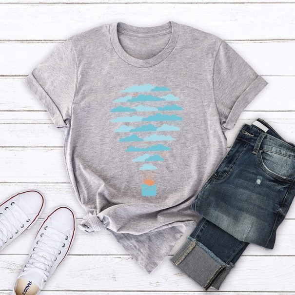 Dame T-shirt med ballonprint M 9