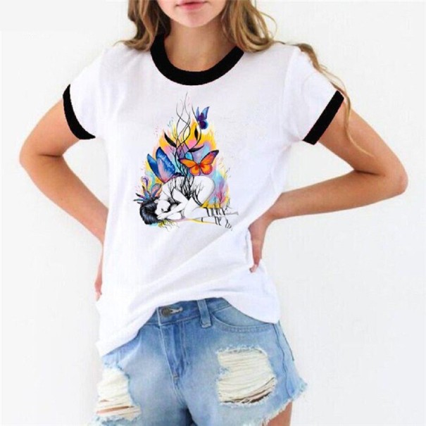 Dame T-shirt med farverigt print B391 M 2