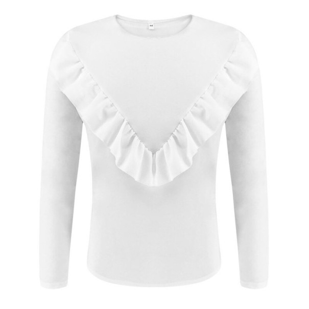 Dame T-shirt med flæser hvid L