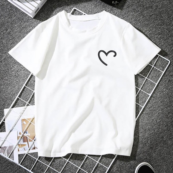 Dame T-shirt med hjerte A791 hvid M