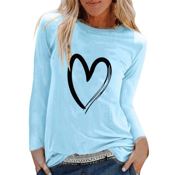 Dame T-shirt med hjerte lyseblå M