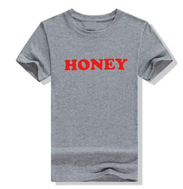 Dame T-shirt med HONEY-indskrift grå L