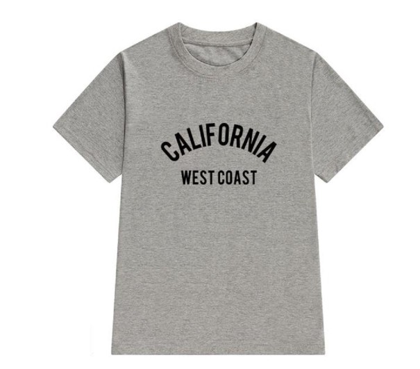 Dame-T-shirt med indskriften CALIFORNIA grå XS