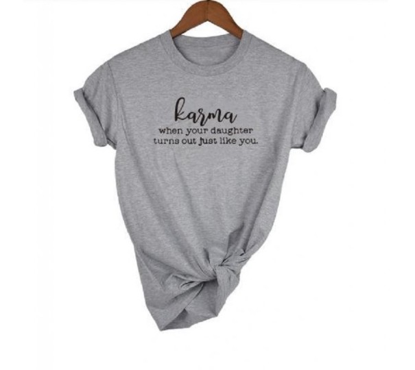 Dame-T-shirt med karma-print S 5