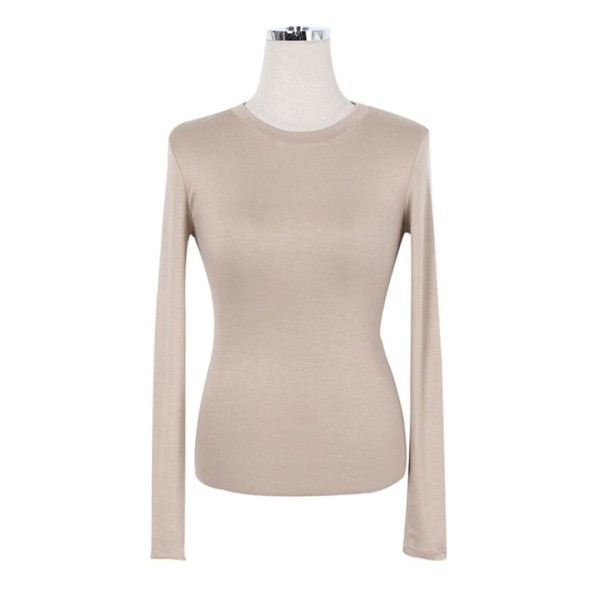 Dame T-shirt med lange ærmer A788 beige