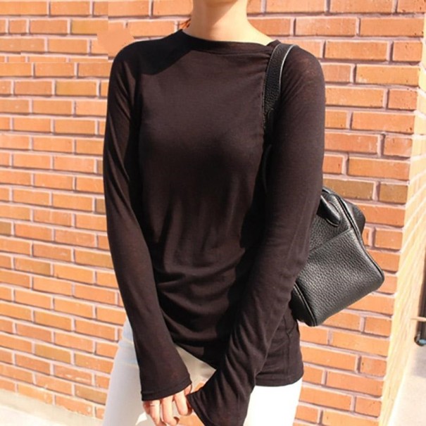Dame T-shirt med lange ærmer B350 brun