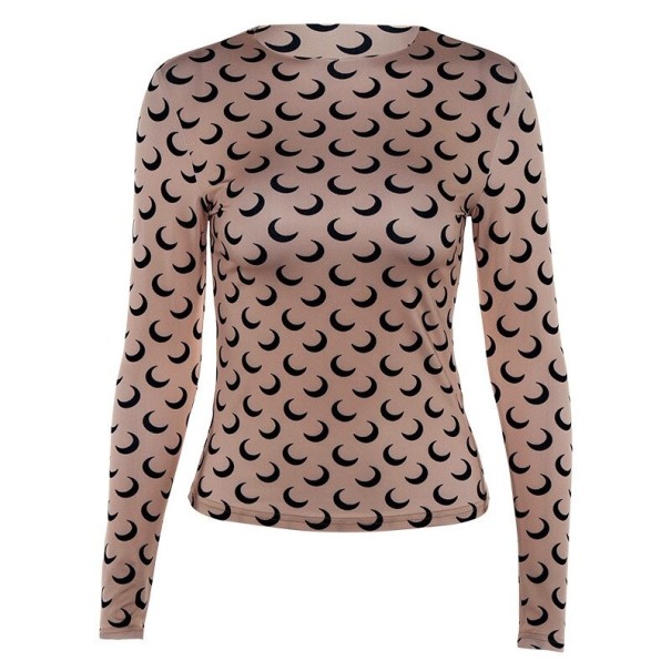 Dame T-shirt med lange ærmer B351 lysebrun L