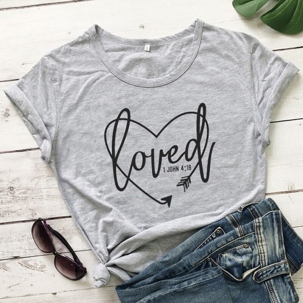 Dame-T-shirt med printet &quot;elsket&quot; 3XL 13