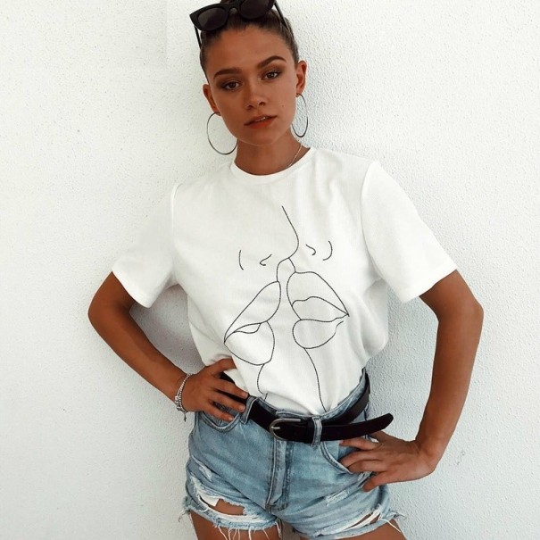Dame-T-shirt med silhuetmotiv S