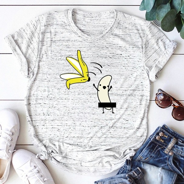 Dame T-shirt med sjovt print A345 grå L