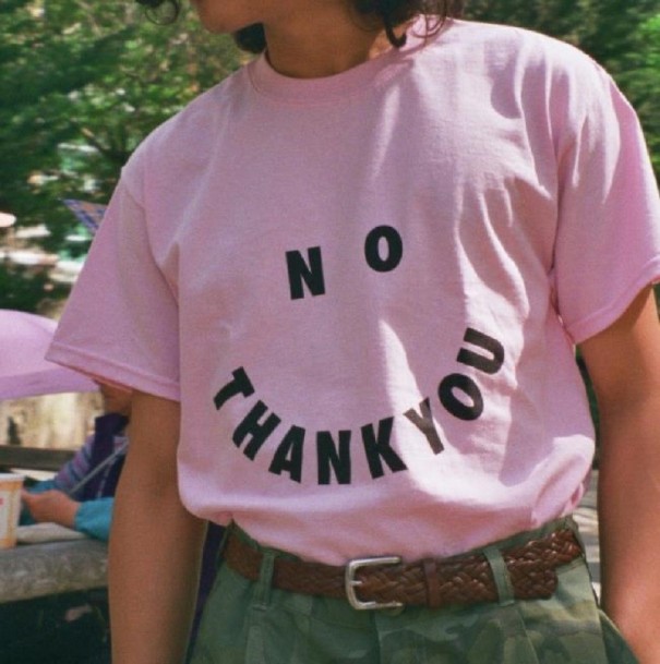 Dame T-shirt med sjovt print B144 rosa XL