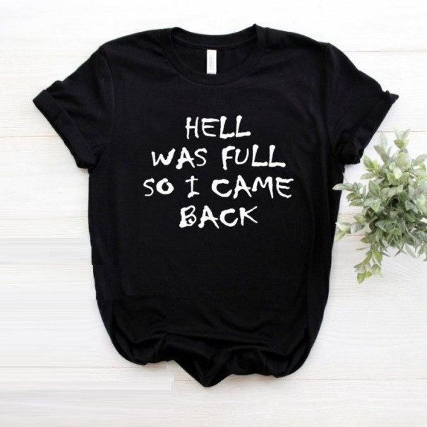 Dame T-shirt med sjovt print B88 sort XS