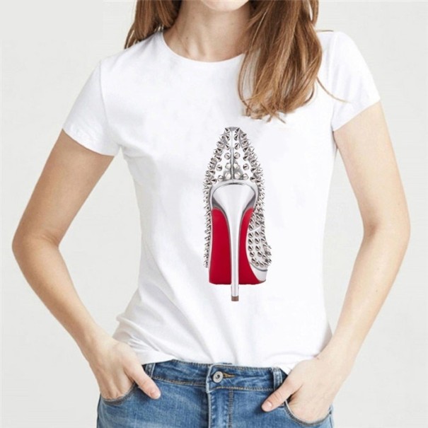 Dame T-shirt med skoprint XS 1