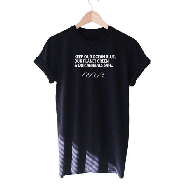 Dame T-shirt med tryk A1238 sort XL