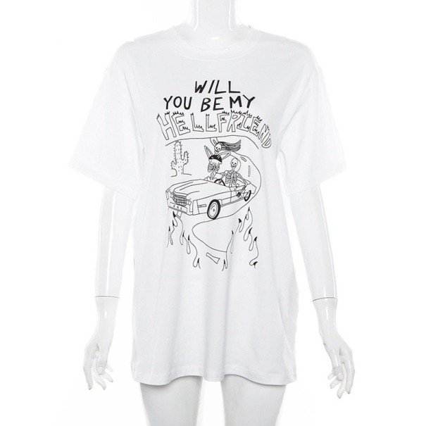 Dame T-shirt med tryk B122 L