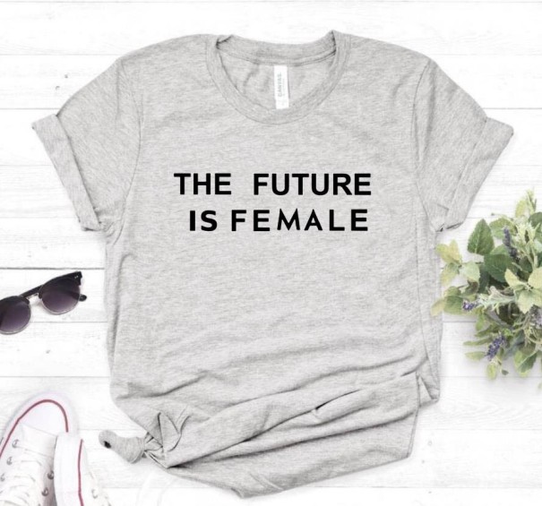 Dame T-shirt med tryk B238 grå XXS