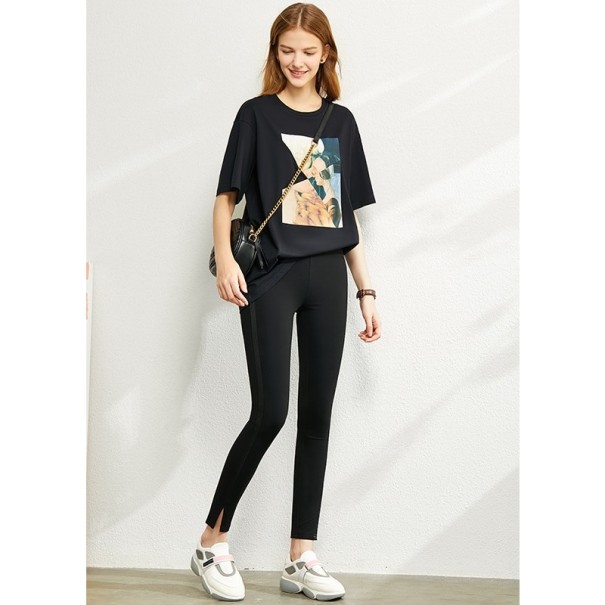 Dame T-shirt med tryk B287 sort XXL