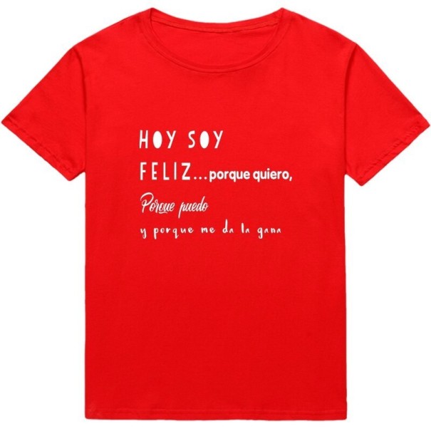 Dame T-shirt med tryk B392 rød S